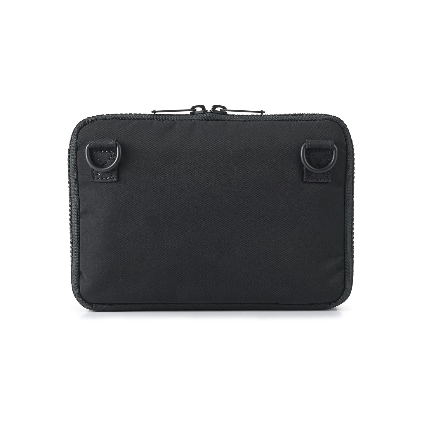 PORTER INTERNATIONAL Mid Shoulder Bag M Black textured fabric crossbody bag flap pocket adjustable strap compact design