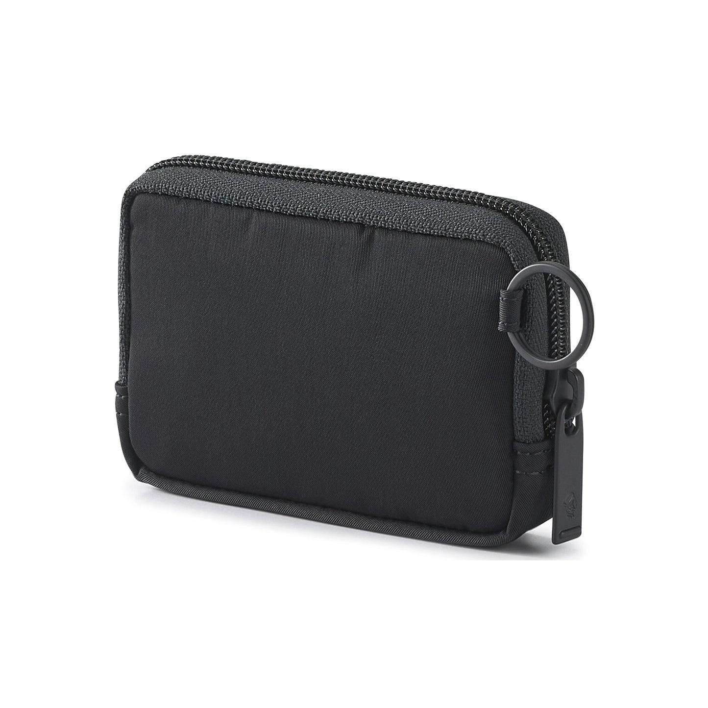 PORTER INTERNATIONAL Mid Coin Case Black textured fabric zip coin pouch compact everyday carry