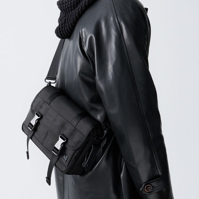 PORTER INTERNATIONAL New Heat Shoulder Bag (M) 'Black' lightweight nylon shoulder bag with adjustable strap and multiple compartments