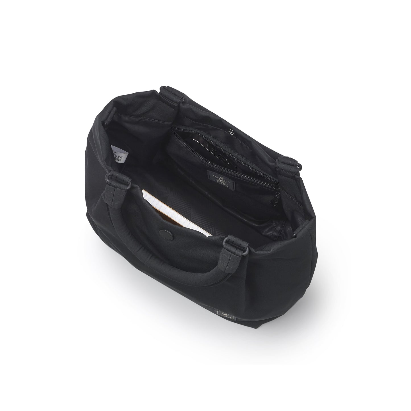 PORTER INTERNATIONAL Cush Handbag Medium Black lightweight handbag with top handles detachable shoulder strap and spacious interior