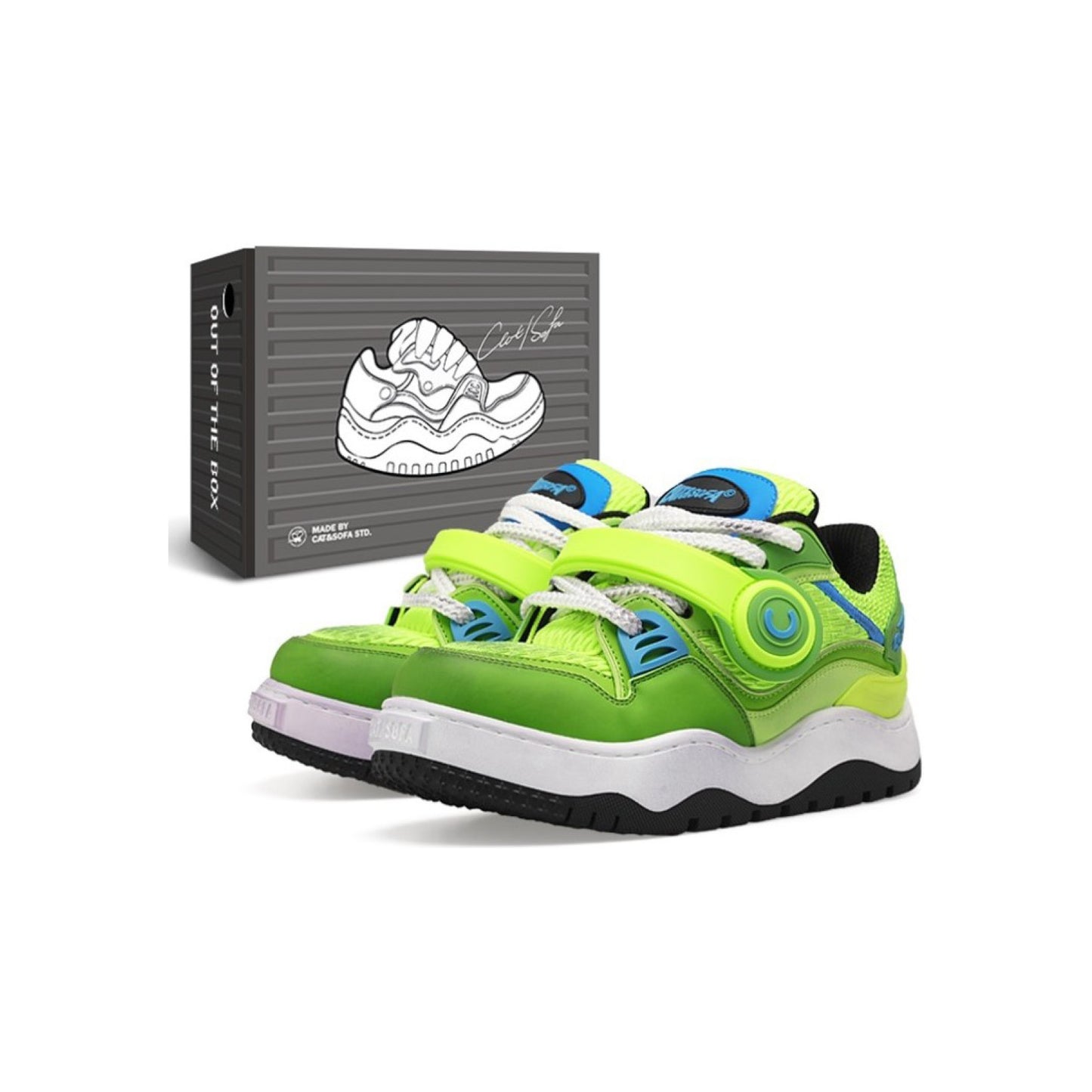 Cat & Sofa Headphone Shoes 'Lime Green'