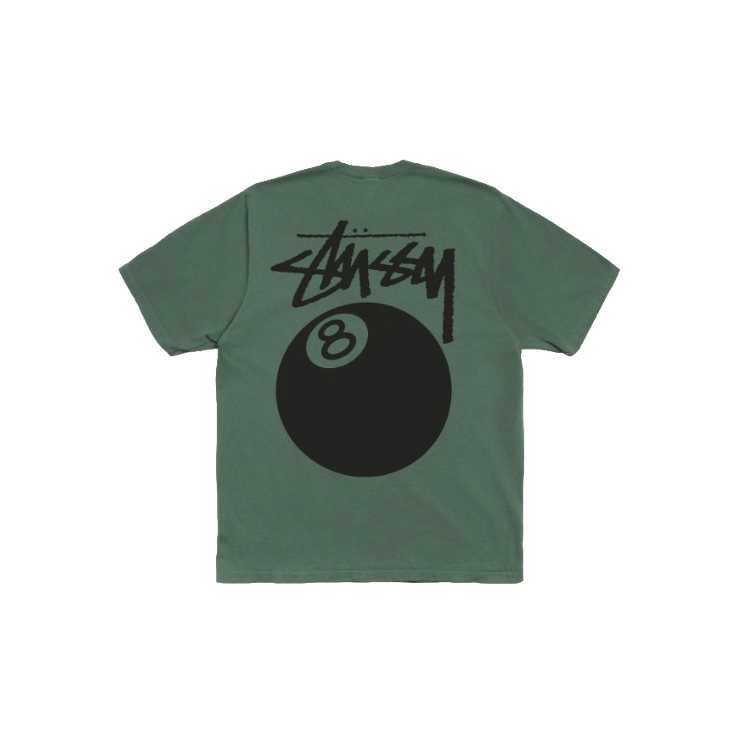 Stüssy 8 Ball Tee Pigment Dyed Pine graphic t-shirt streetwear vintage wash iconic logo