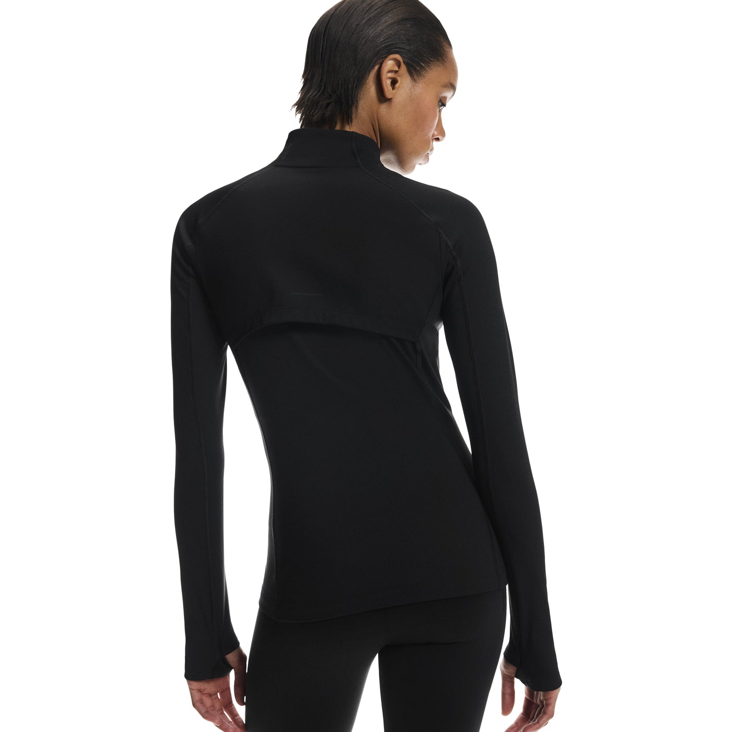 ON Cloud Studio Jacket 1 ‘Black’ (WMNS) – women’s black full-zip performance jacket with slim fit, high collar, and long sleeves