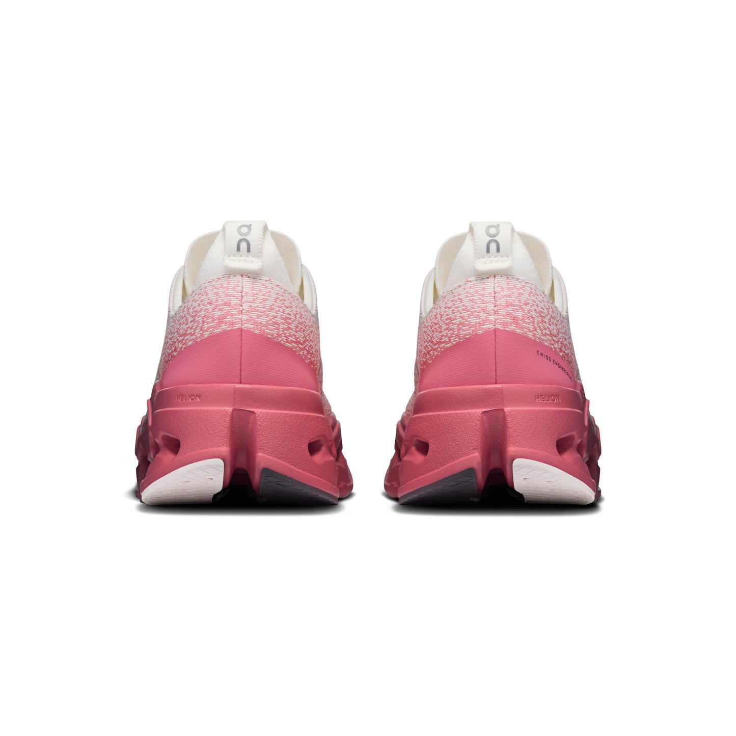 ON Cloudsurfer Max White Camellia women's running shoe with CloudTec Phase cushioning Helion superfoam and breathable mesh upper