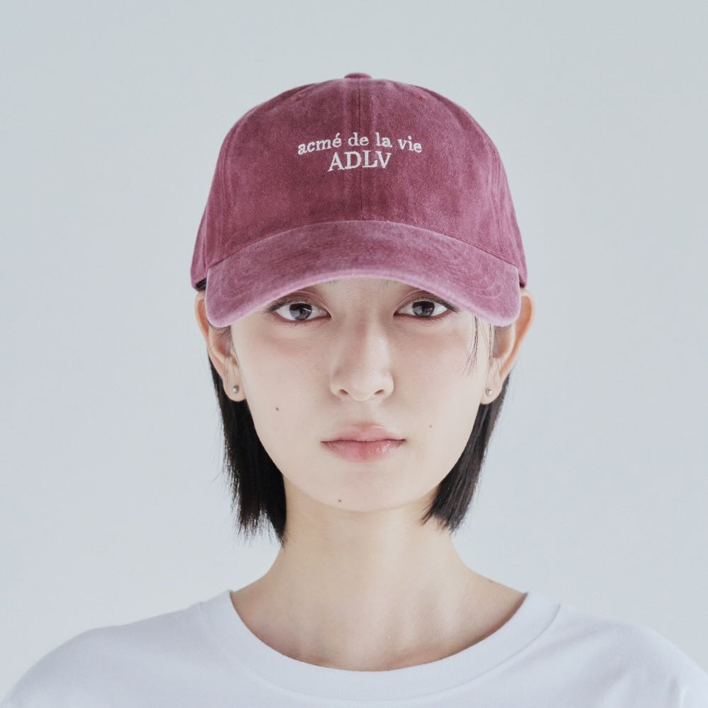 ADLV Basic Logo Season3 Ball Cap Wine embroidered logo cap washed adjustable casual streetwear hat