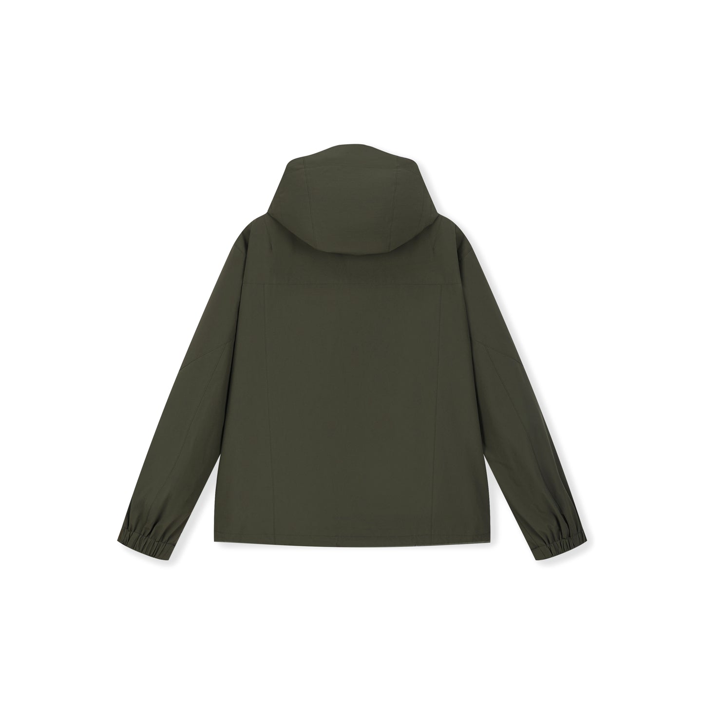 Boneless Triple-Proof Hooded Outdoor Jacket Green with full zip, hood, and multiple zip pockets