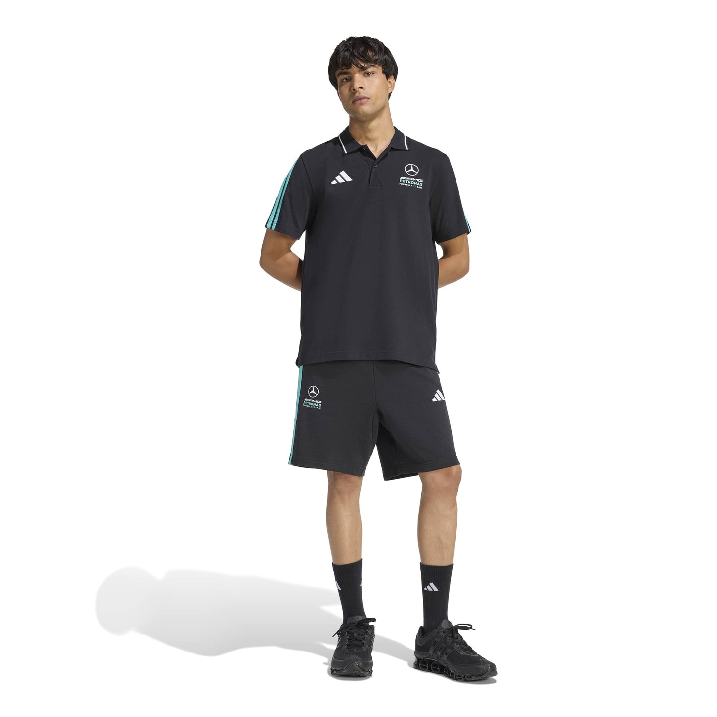 adidas Mercedes AMG Petronas Formula One Team DNA Polo Shirt SS26 Black motorsport polo breathable performance fabric