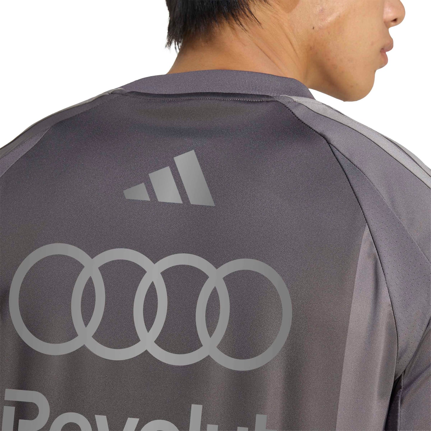 adidas Audi Revolut Formula One Team Driver Jersey Replica Grey Strata motorsport performance shirt with moisture-wicking fabric