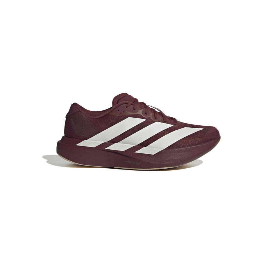 adidas Adizero Evo SL Shadow Red Off White lightweight running shoe with mesh upper and responsive cushioning