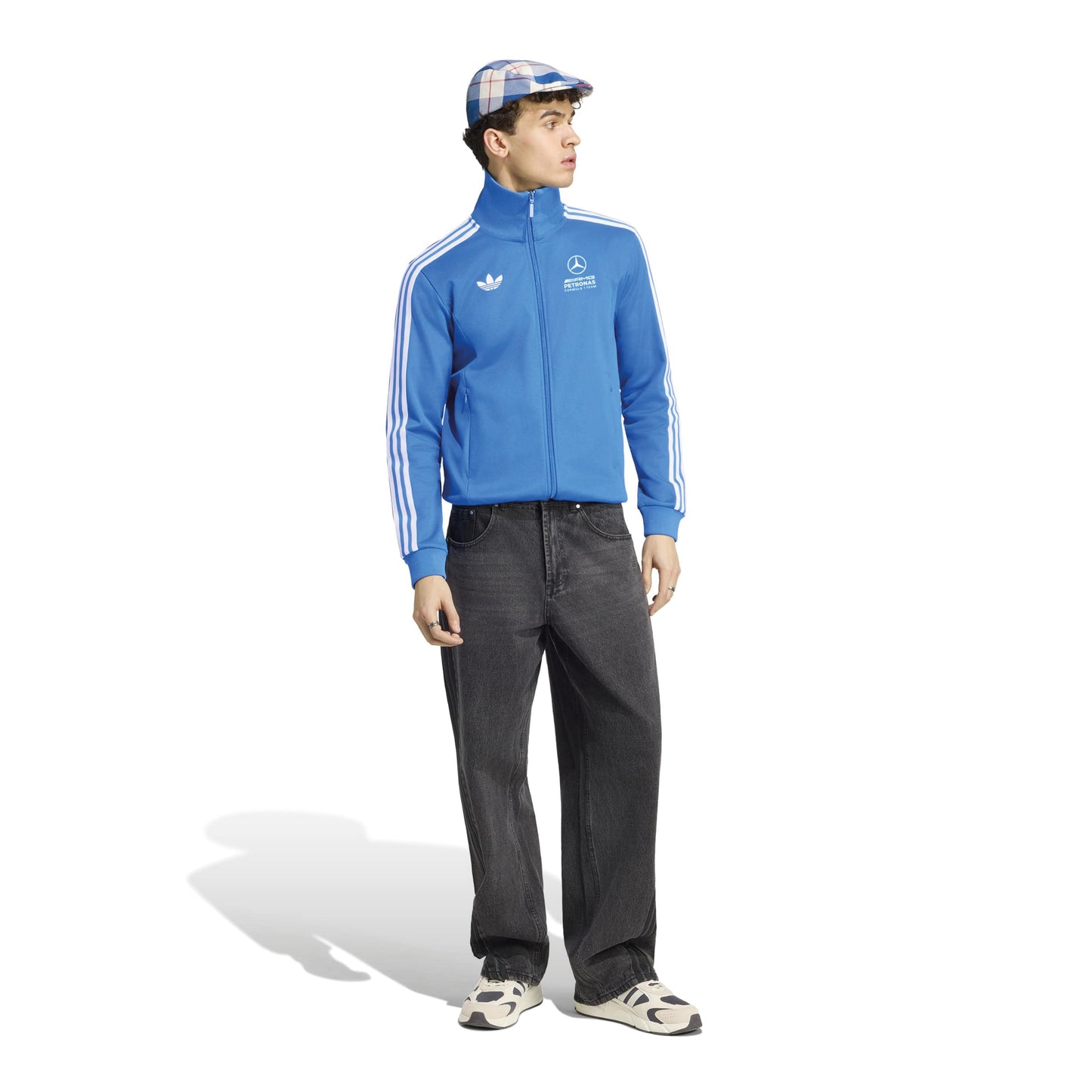 adidas Mercedes-AMG Petronas Formula One Team Blue Wonder Arrow Track Top Blue White with full zip adidas 3-Stripes and team branding