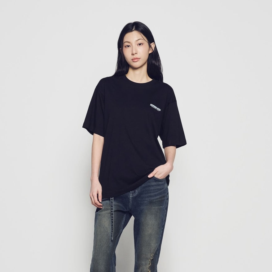 ADLV Round Walking AC Bear SS T-Shirt Black oversized graphic tee colorful bear print casual streetwear top