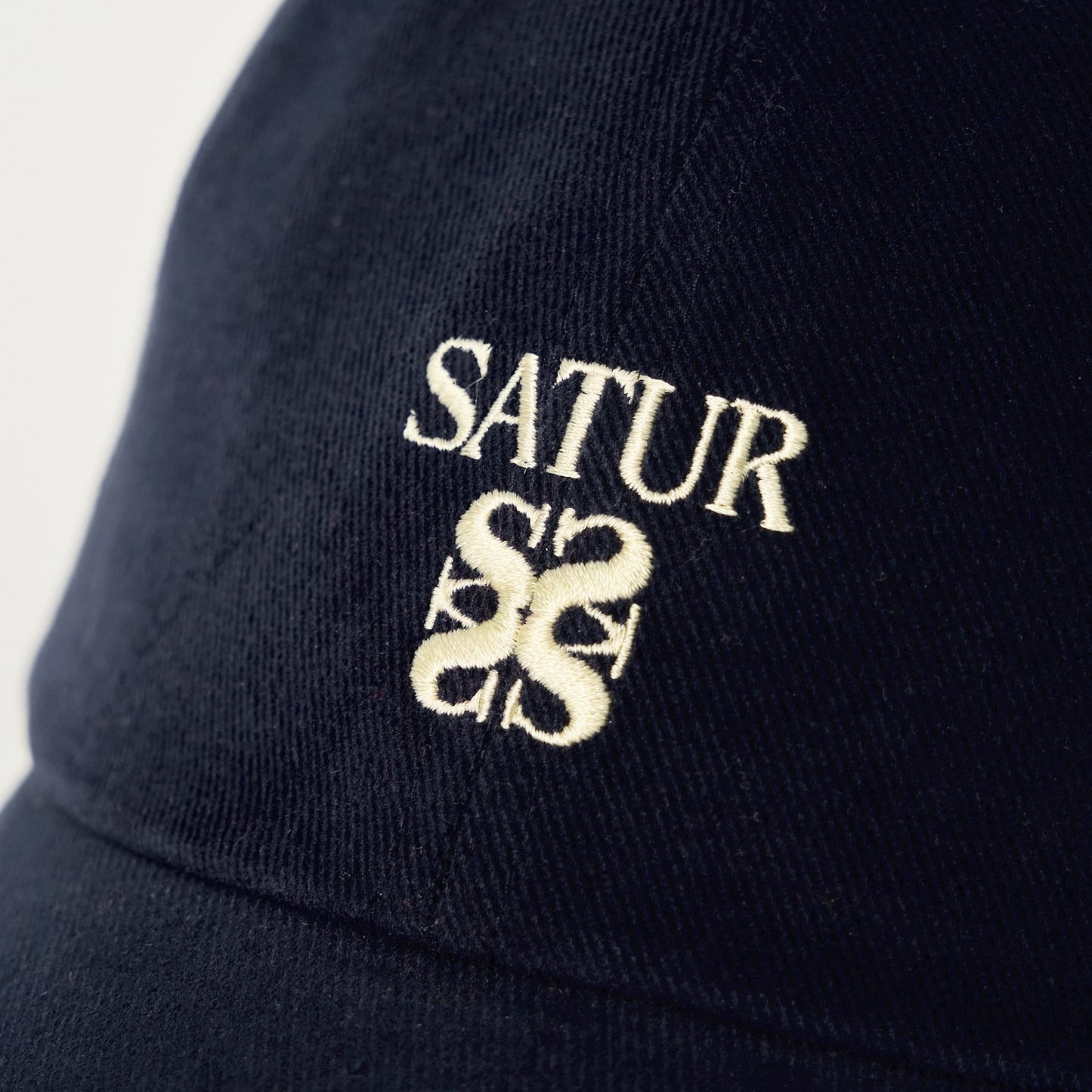 SATUR Loren Classic Ball Cap Navy cotton baseball cap embroidered logo curved brim casual headwear