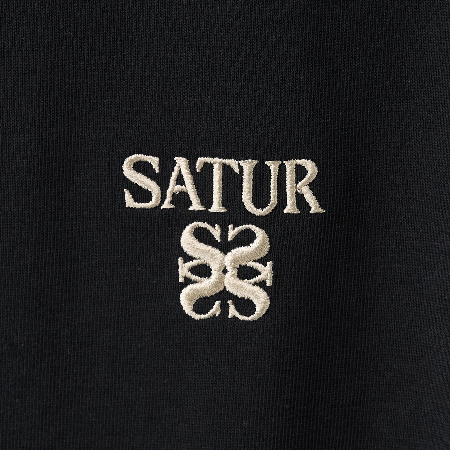 SATUR Loren Classic Logo Half T-Shirt Black oversized tee minimalist embroidered logo casual