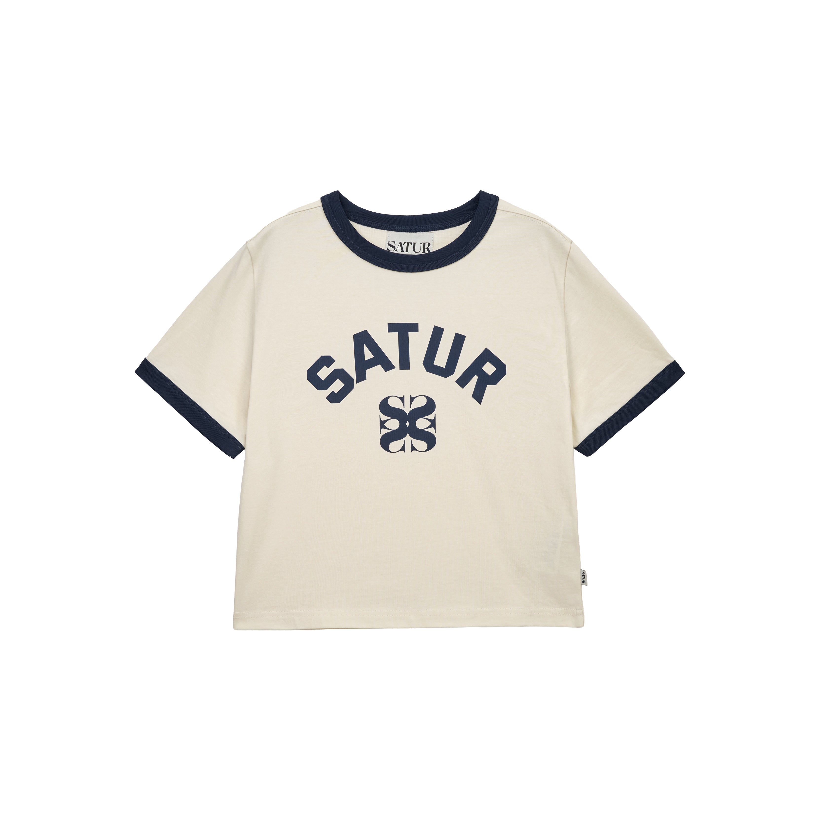 SATUR Arch Logo Ringer T-Shirt 'Cream' (WMNS) - SneakSurf Singapore
