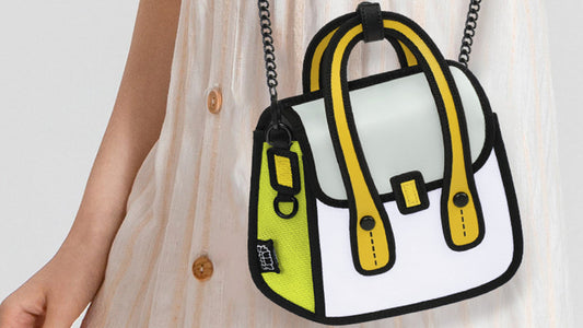 JumpFromPaper Junior Owl Bag in Fluorescent Green with 2D cartoon design and crossbody strap.