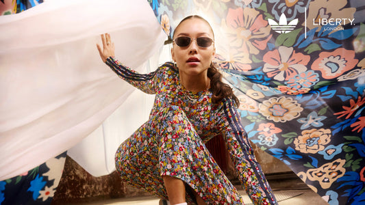adidas Originals x Liberty London floral fashion collection featuring women’s apparel with signature Liberty print and adidas 3-Stripes design