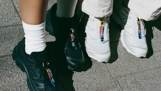 Salomon XT-6 Advanced sneakers in white lunar rock and black phantom with trail running sole and technical upper