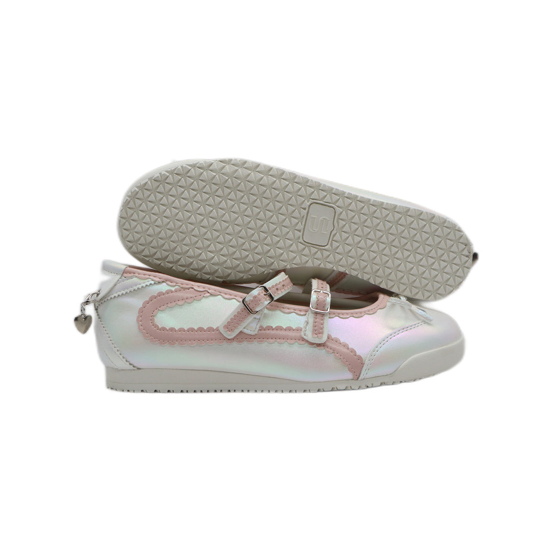 SneakSurf Mary Jane Cloud White/Pink - side profile with an outsole view above it