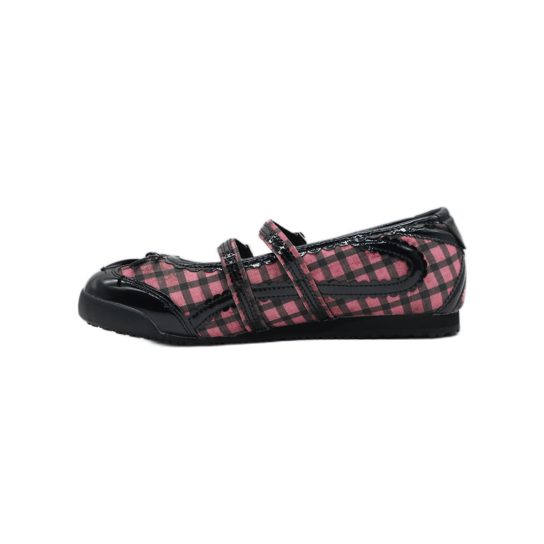 SneakSurf Mary Jane Pink Plaid/Black - straight left-side profile with the toe pointing left