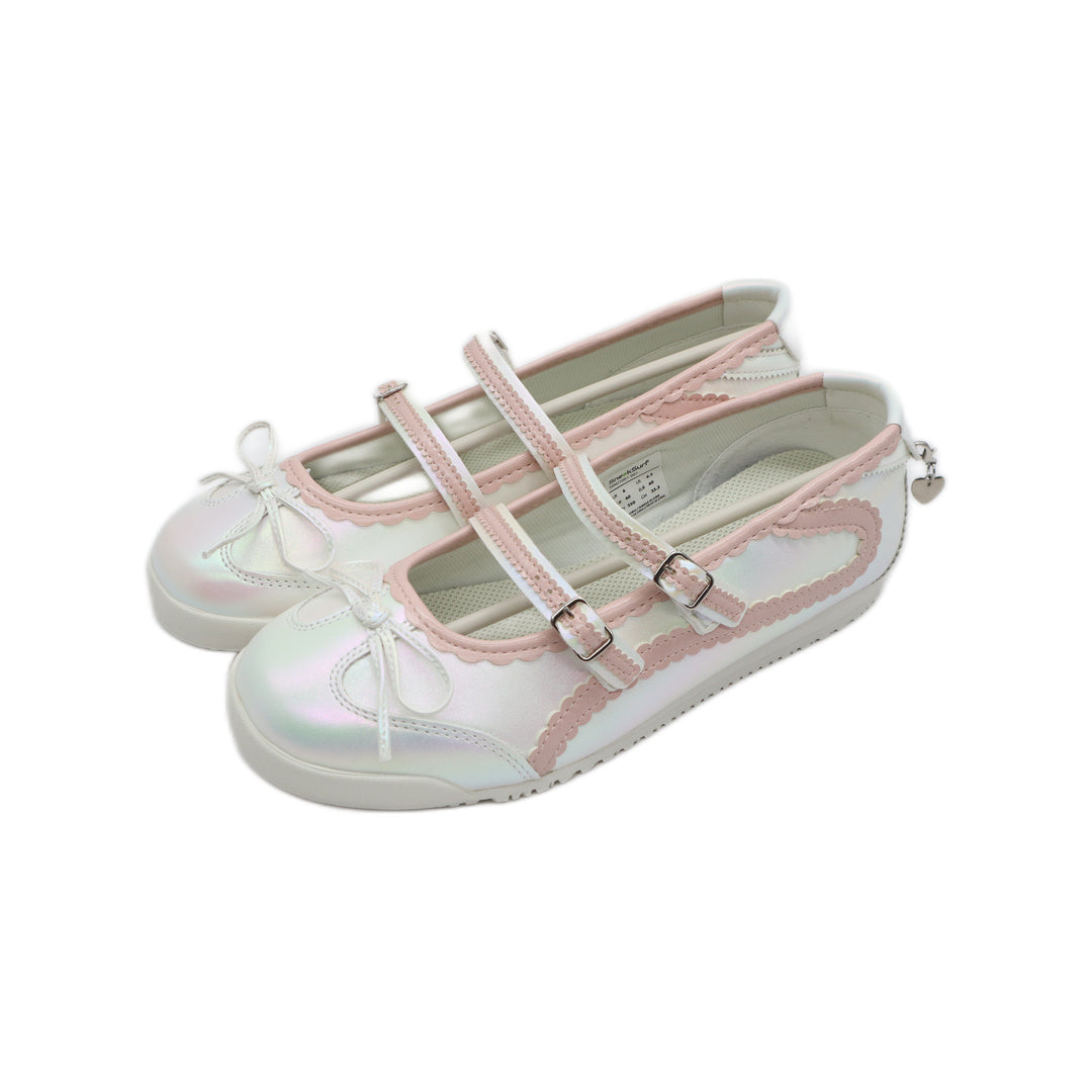 SneakSurf Mary Jane Cloud White/Pink - angled pair view showing the straps and outer sides
