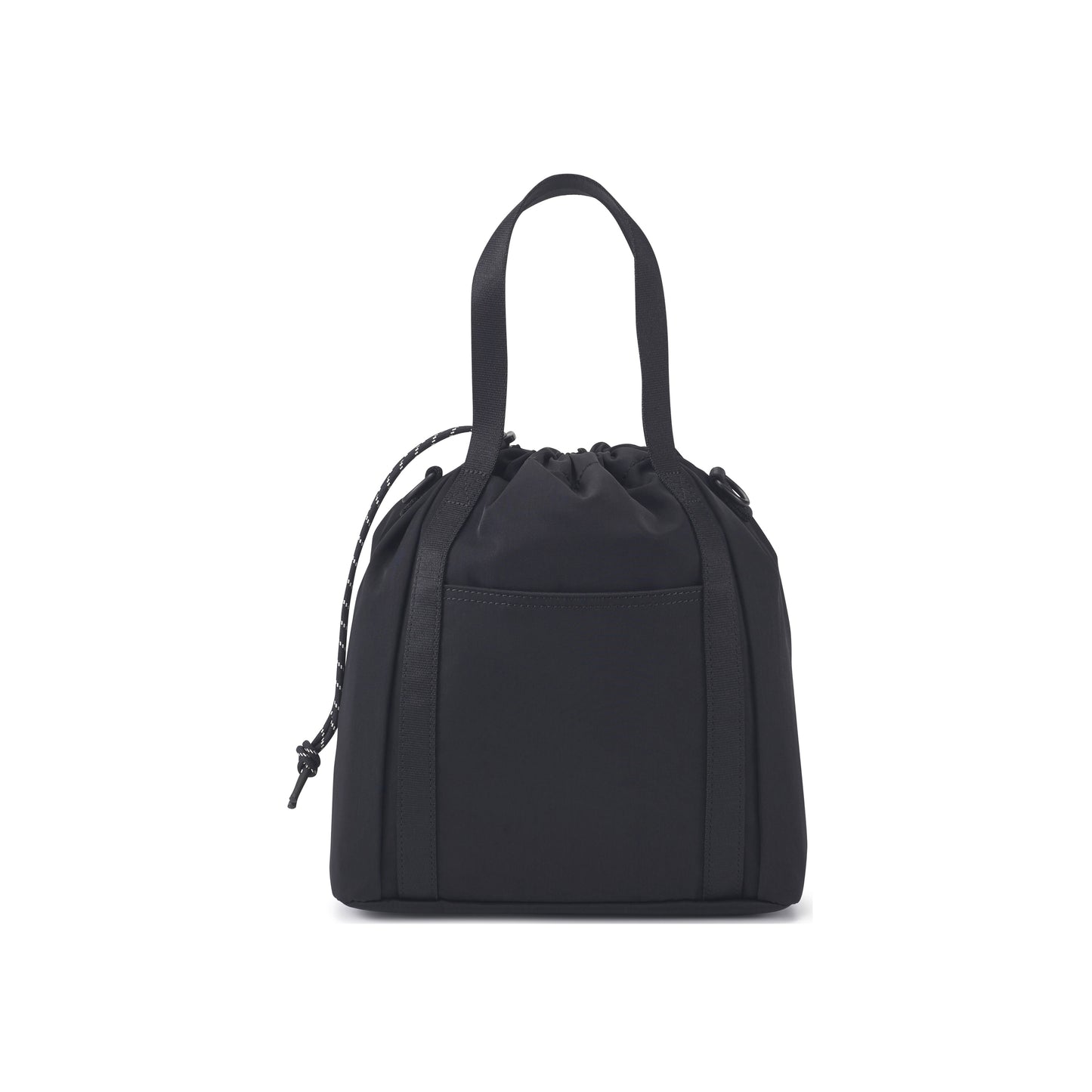 PORTER INTERNATIONAL Lapse Bucket Bag Black small drawstring bucket bag front flap pocket adjustable shoulder strap everyday crossbody