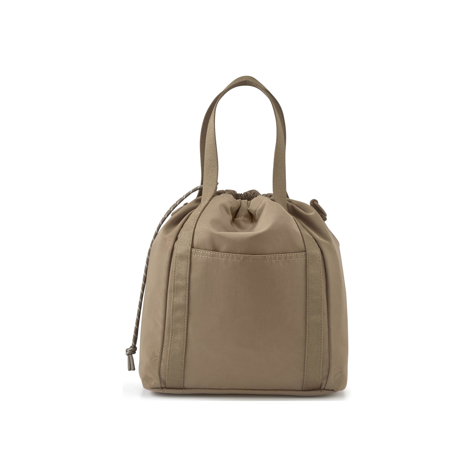PORTER INTERNATIONAL Lapse Bucket Bag Brown small drawstring bucket bag front flap pocket adjustable shoulder strap everyday crossbody