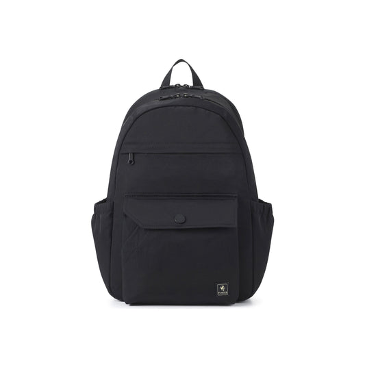 PORTER INTERNATIONAL Lapse Backpack Black textured fabric backpack front flap pocket zip compartments everyday carry