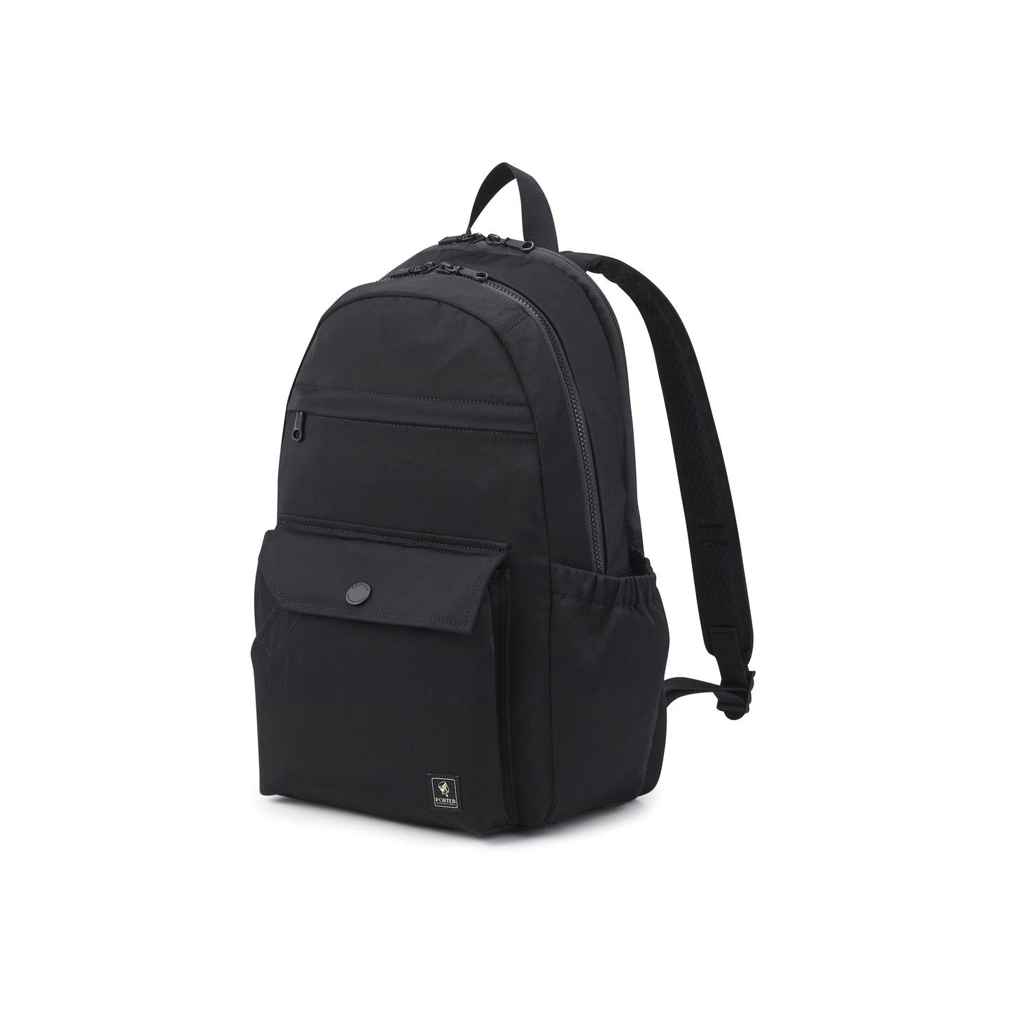 PORTER INTERNATIONAL Lapse Backpack Black textured fabric backpack front flap pocket zip compartments everyday carry