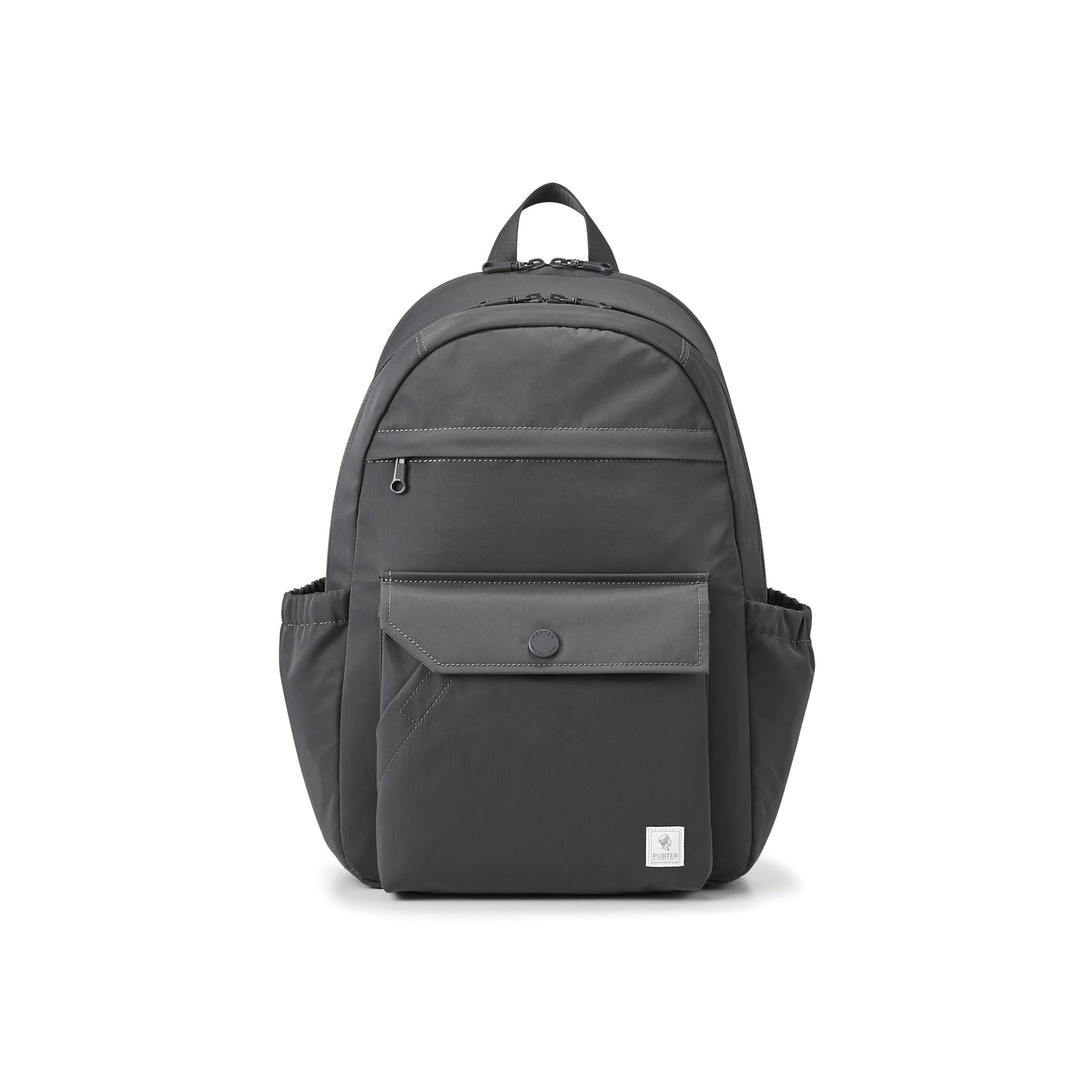 PORTER INTERNATIONAL Lapse Backpack Grey textured fabric backpack front flap pocket zip compartments everyday carry