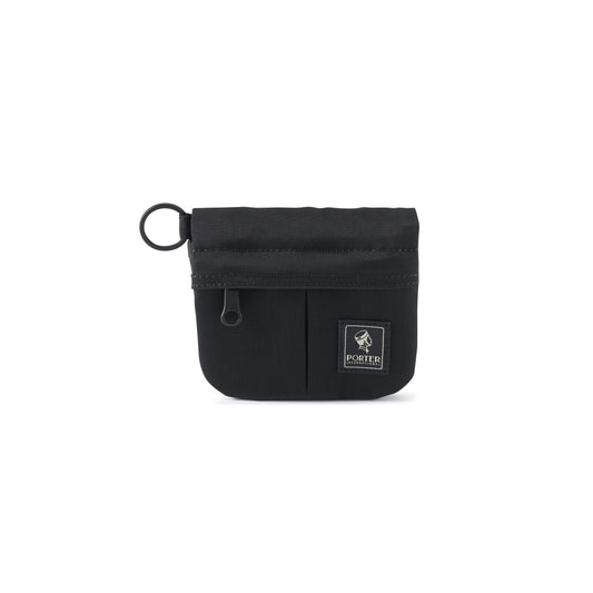 PORTER INTERNATIONAL Escape Coin Case Black compact zip pouch durable fabric small essentials storage key ring attachment
