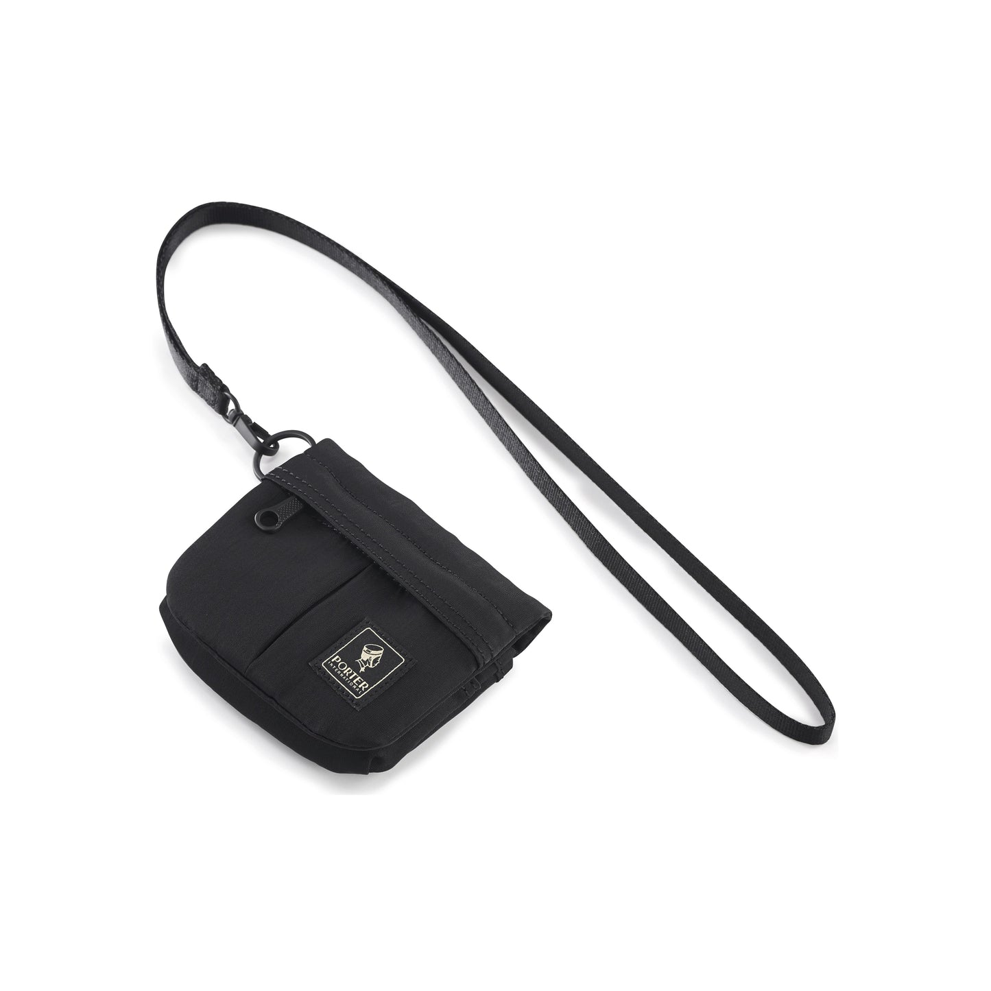 PORTER INTERNATIONAL Escape Coin Case Black compact zip pouch durable fabric small essentials storage key ring attachment