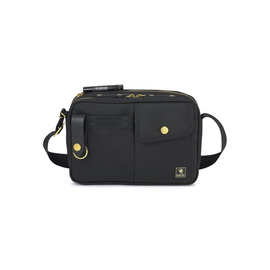 PORTER INTERNATIONAL New Heat Shoulder Bag Small Black compact shoulder bag with multiple zip compartments and adjustable strap