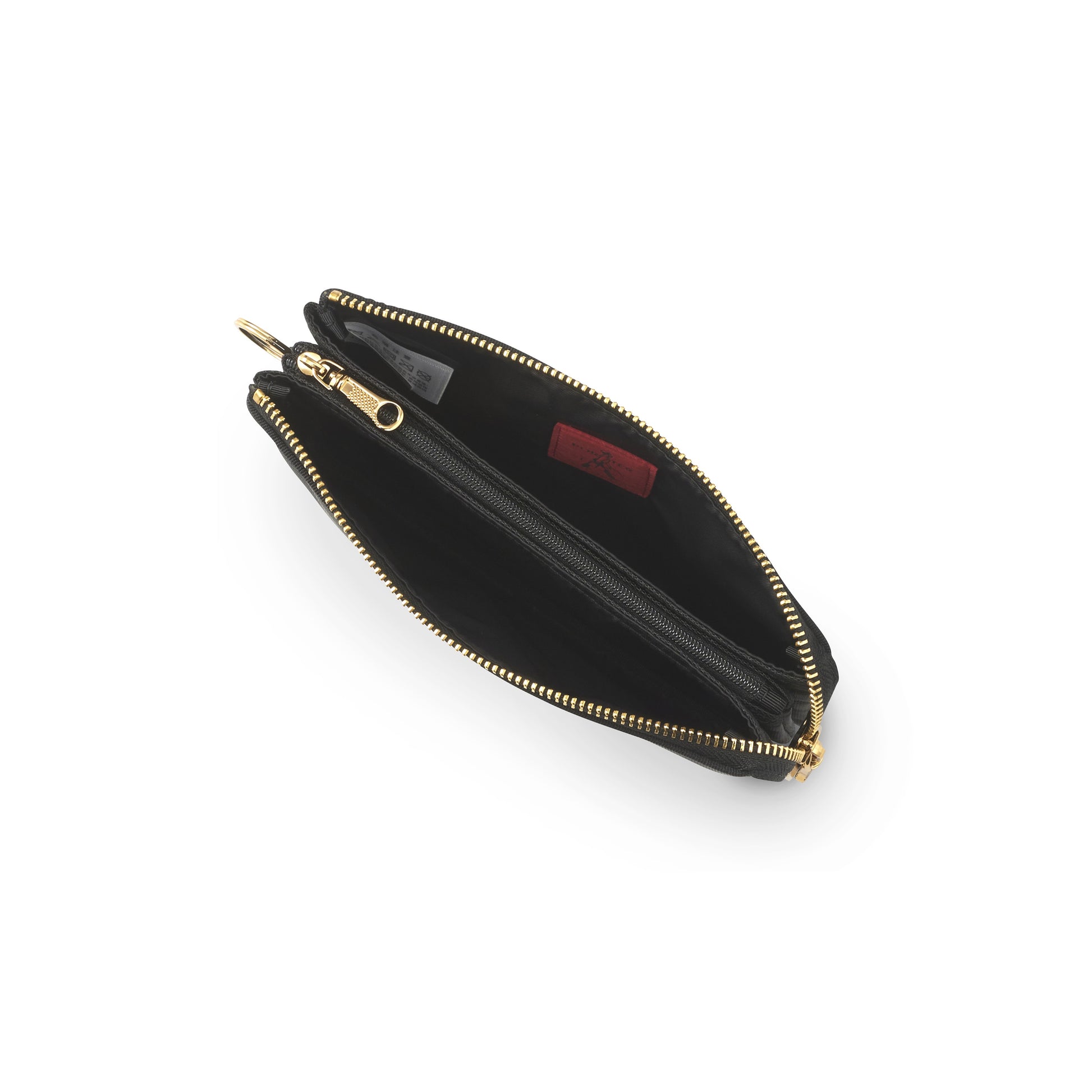 PORTER INTERNATIONAL Luxy Pouch Black slim zip pouch with gold hardware premium fabric and key ring