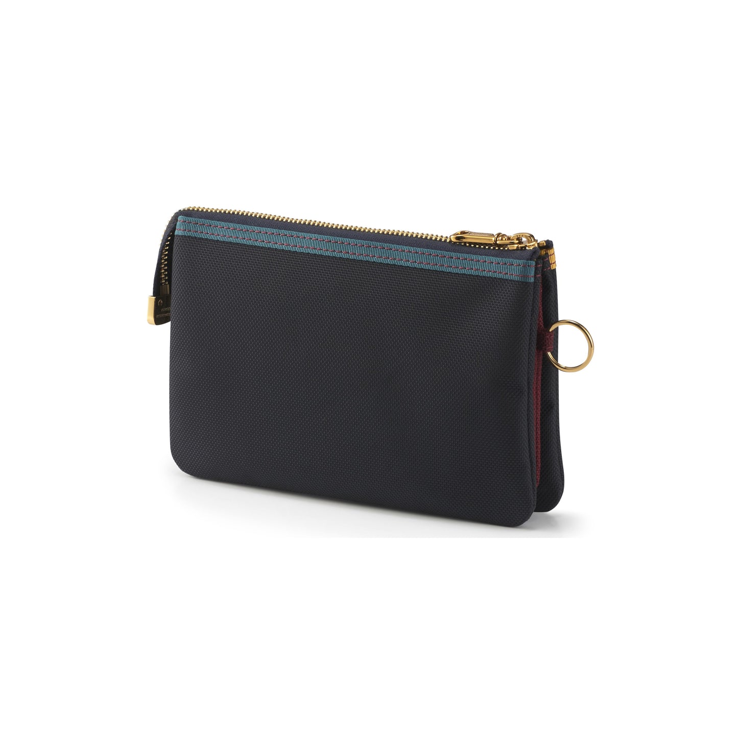 PORTER INTERNATIONAL Luxy Pouch Navy Blue compact pouch gold detail textured everyday accessory minimalist design