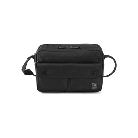 PORTER INTERNATIONAL Melody Shoulder Bag S Black with multiple front pockets adjustable shoulder strap and durable textured fabric