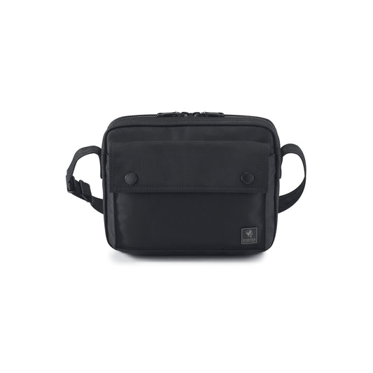 PORTER INTERNATIONAL Melody Shoulder Bag Black compact shoulder bag with front flap pocket adjustable strap and durable premium fabric