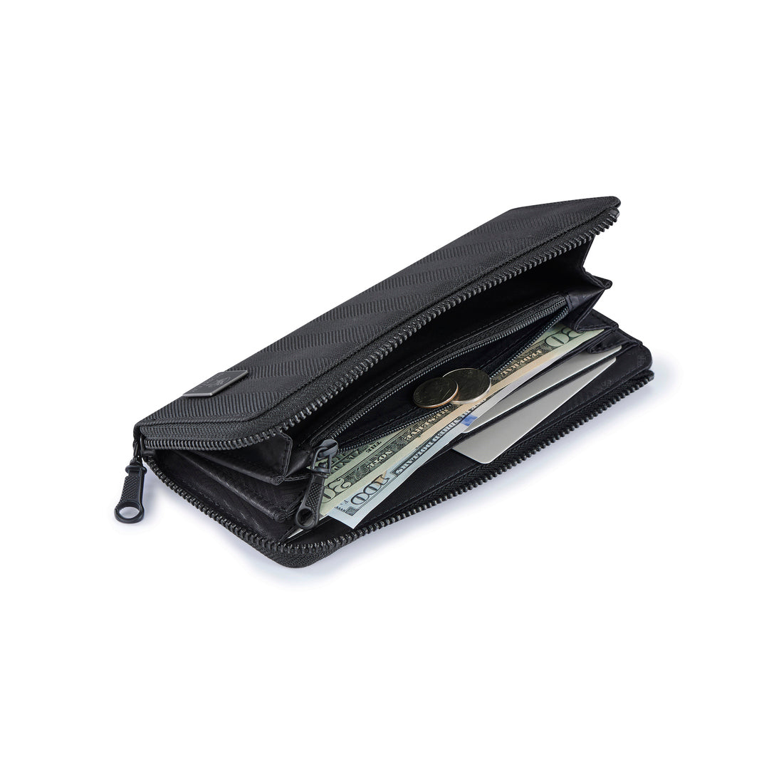 PORTER INTERNATIONAL Melody Long Wallet 'Black' - open wallet showing card and cash storage