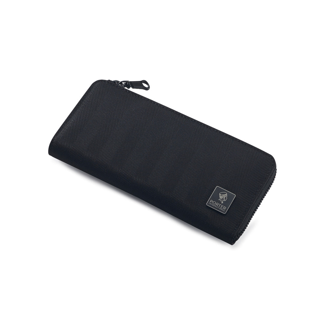 PORTER INTERNATIONAL Melody Long Wallet 'Black' - closed wallet angled view
