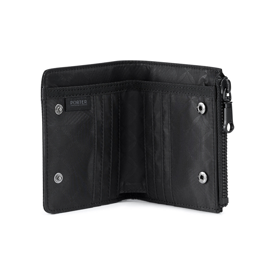 PORTER INTERNATIONAL Melody Bi-Fold Wallet 'Black' - open interior compartments