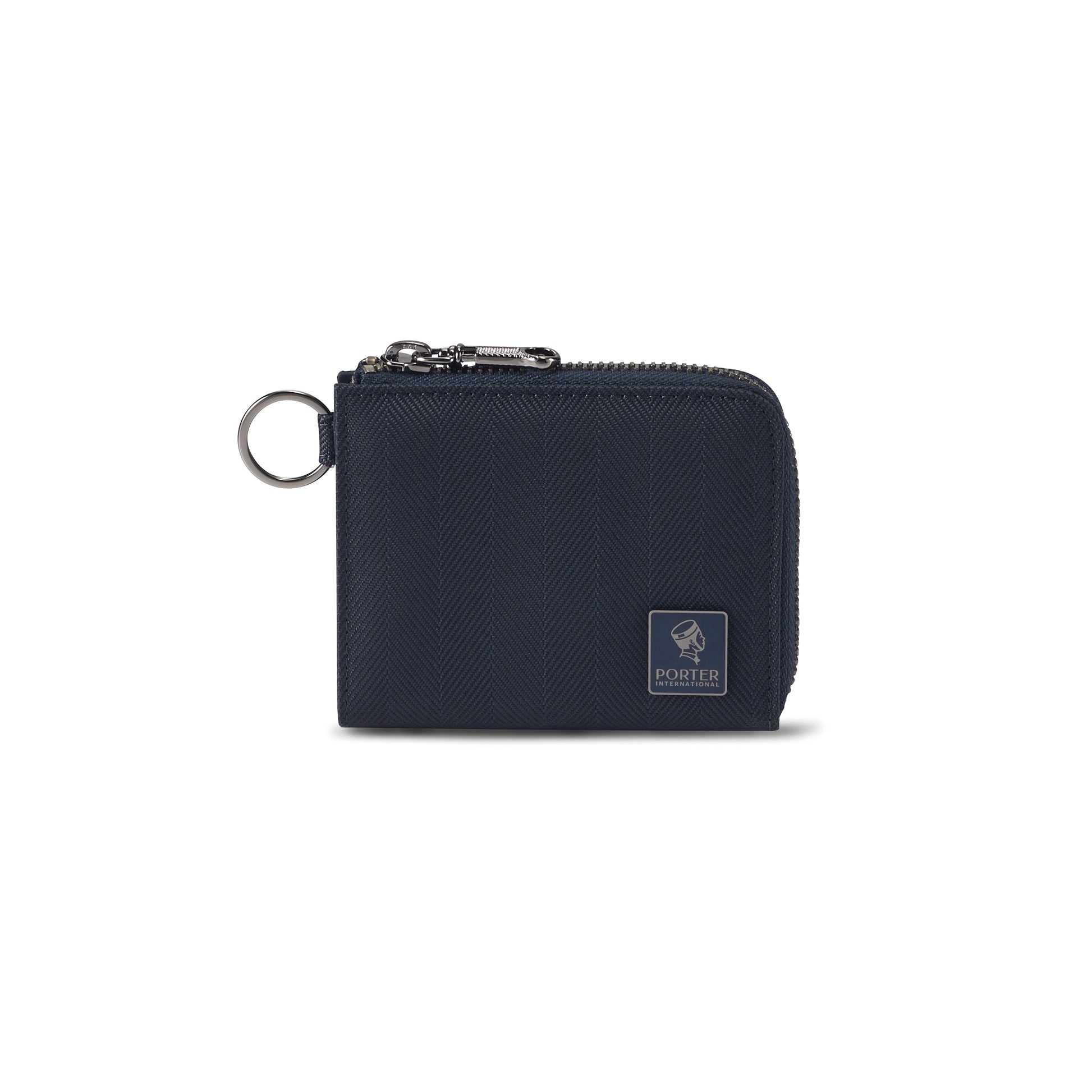 PORTER INTERNATIONAL Melody L-Shaped Wallet Blue compact zip wallet with key ring and durable premium fabric