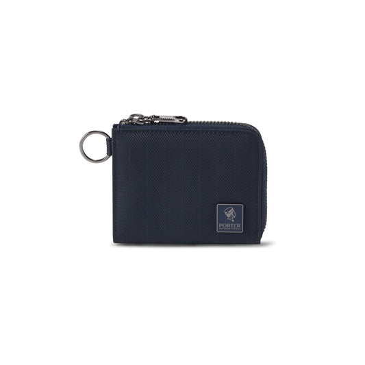 PORTER INTERNATIONAL Melody L-Shaped Wallet Blue compact zip wallet with key ring and durable premium fabric