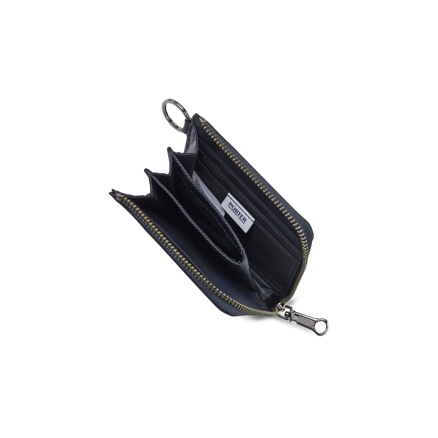 PORTER INTERNATIONAL Melody L-Shaped Wallet Blue compact zip wallet with key ring and durable premium fabric