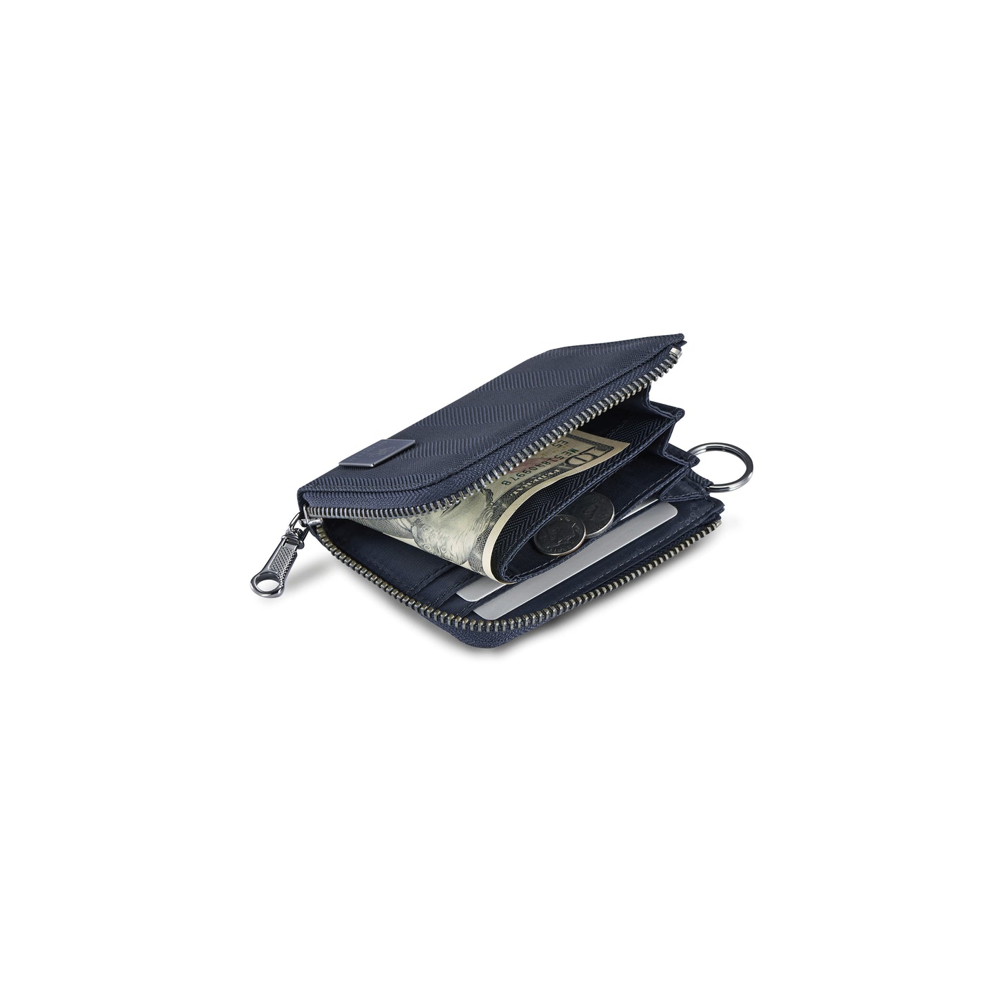 PORTER INTERNATIONAL Melody L-Shaped Wallet Blue compact zip wallet with key ring and durable premium fabric