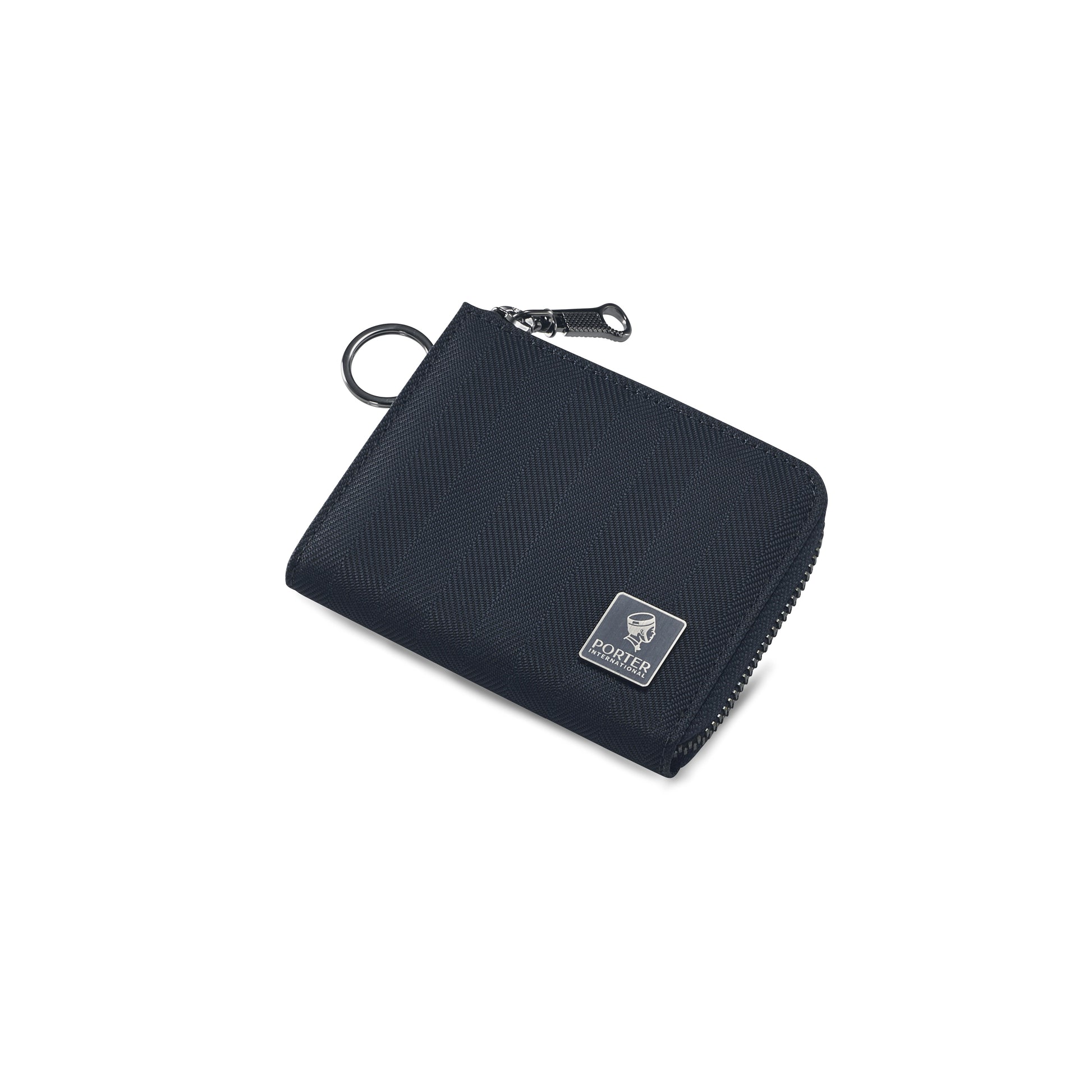 PORTER INTERNATIONAL Melody L-Shaped Wallet Blue compact zip wallet with key ring and durable premium fabric