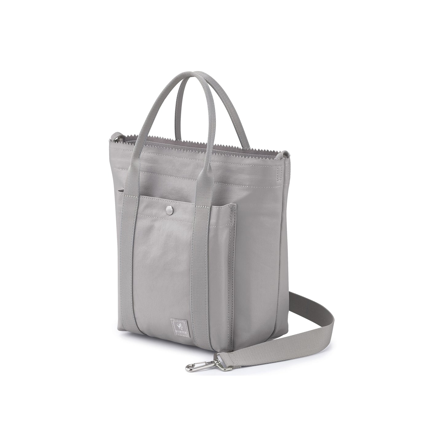 PORTER INTERNATIONAL Puff Handbag M Soft Grey nylon shoulder bag top handle detachable strap structured design