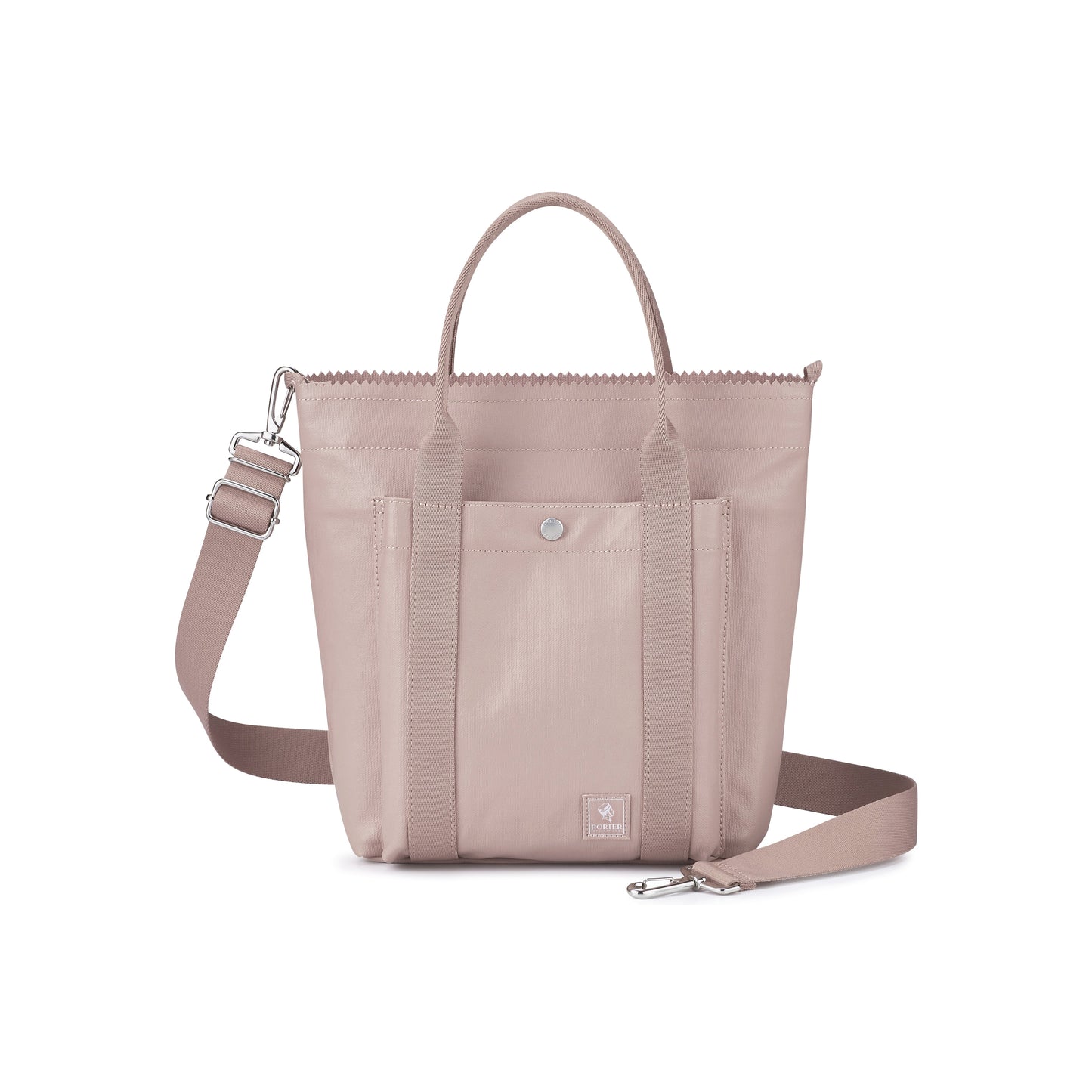 PORTER INTERNATIONAL Puff Handbag M Soft Pink nylon shoulder bag top handle detachable strap structured design