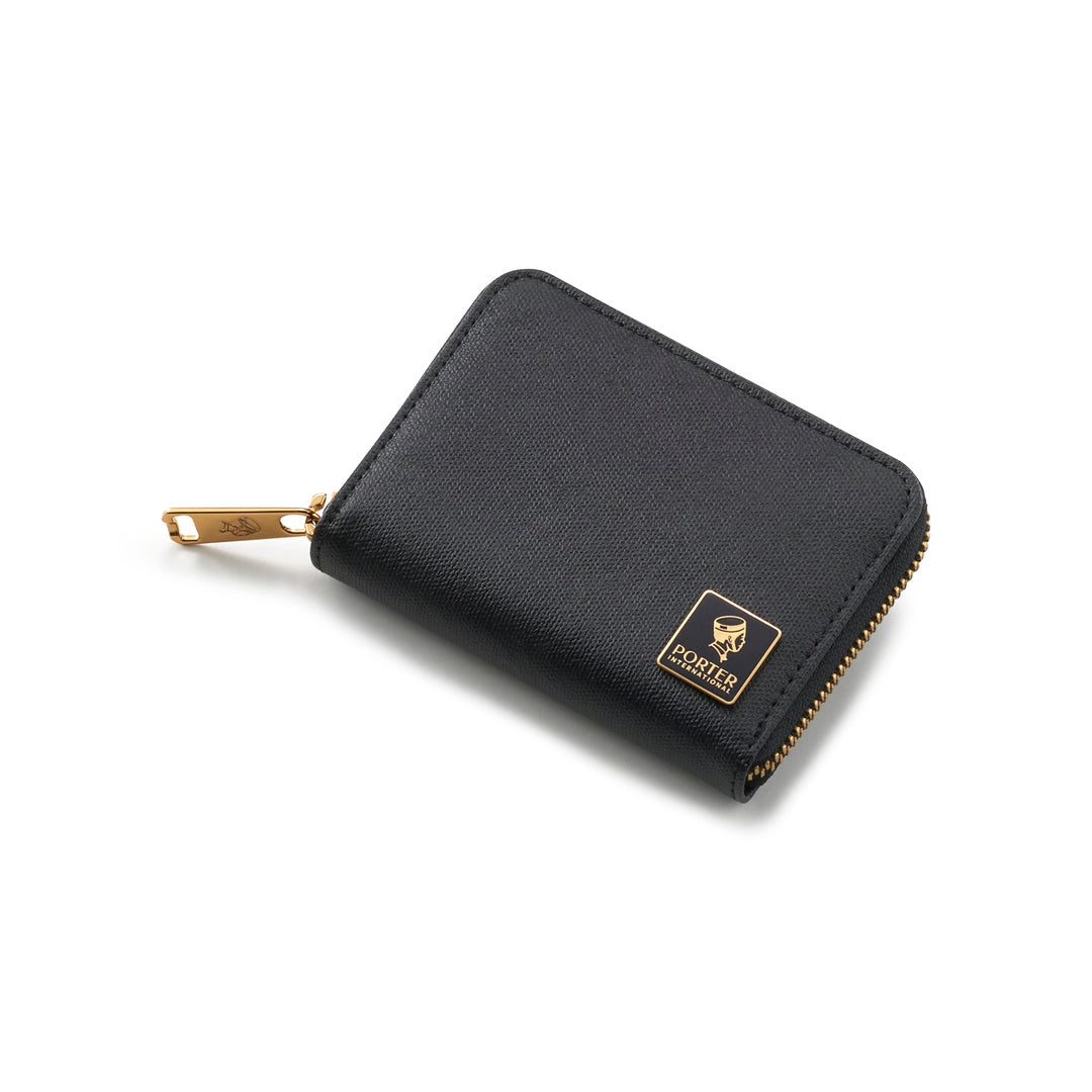 PORTER INTERNATIONAL Mori Coin Case 'Black' - closed wallet angled view