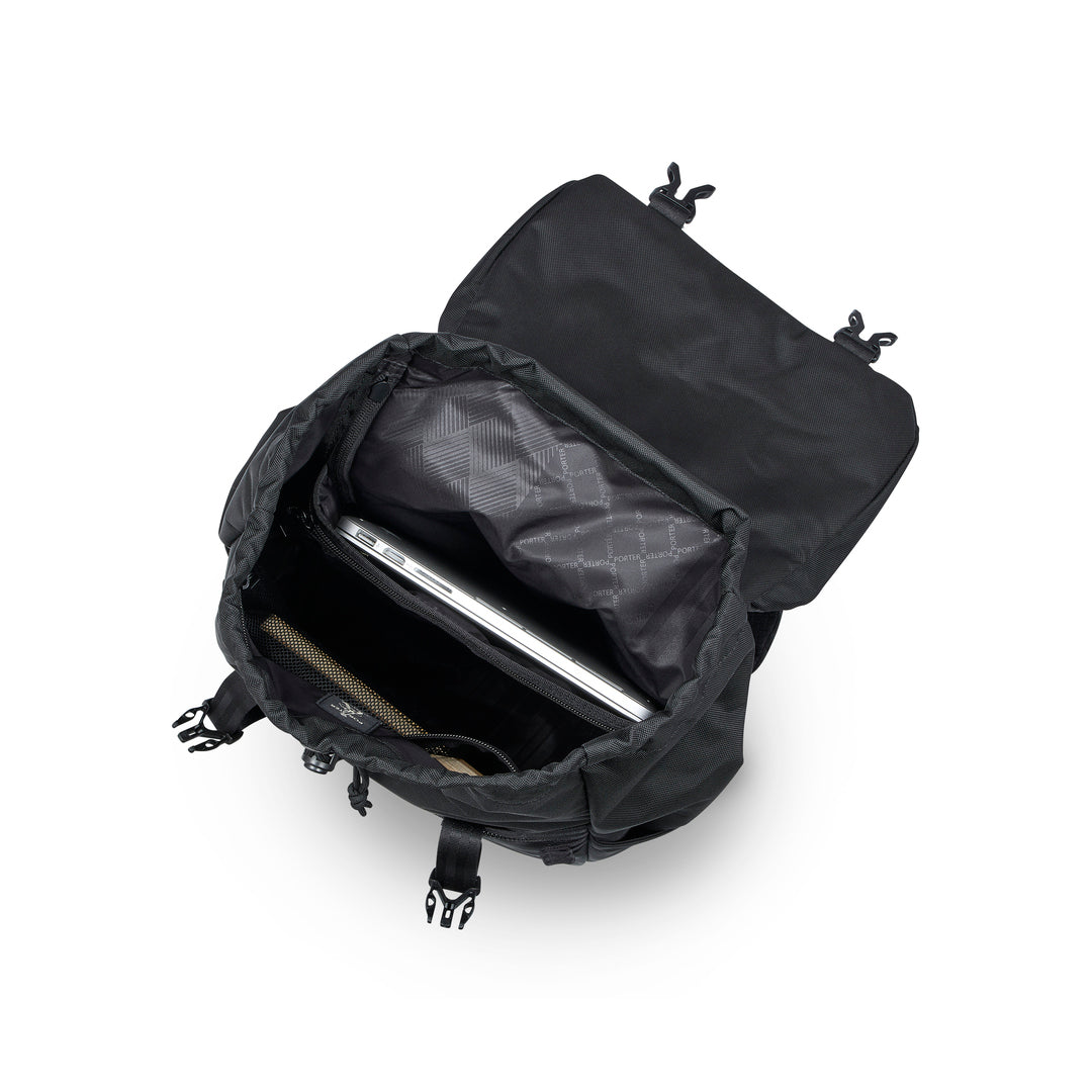 PORTER INTERNATIONAL Youngster Backpack 'Black' - open main compartment