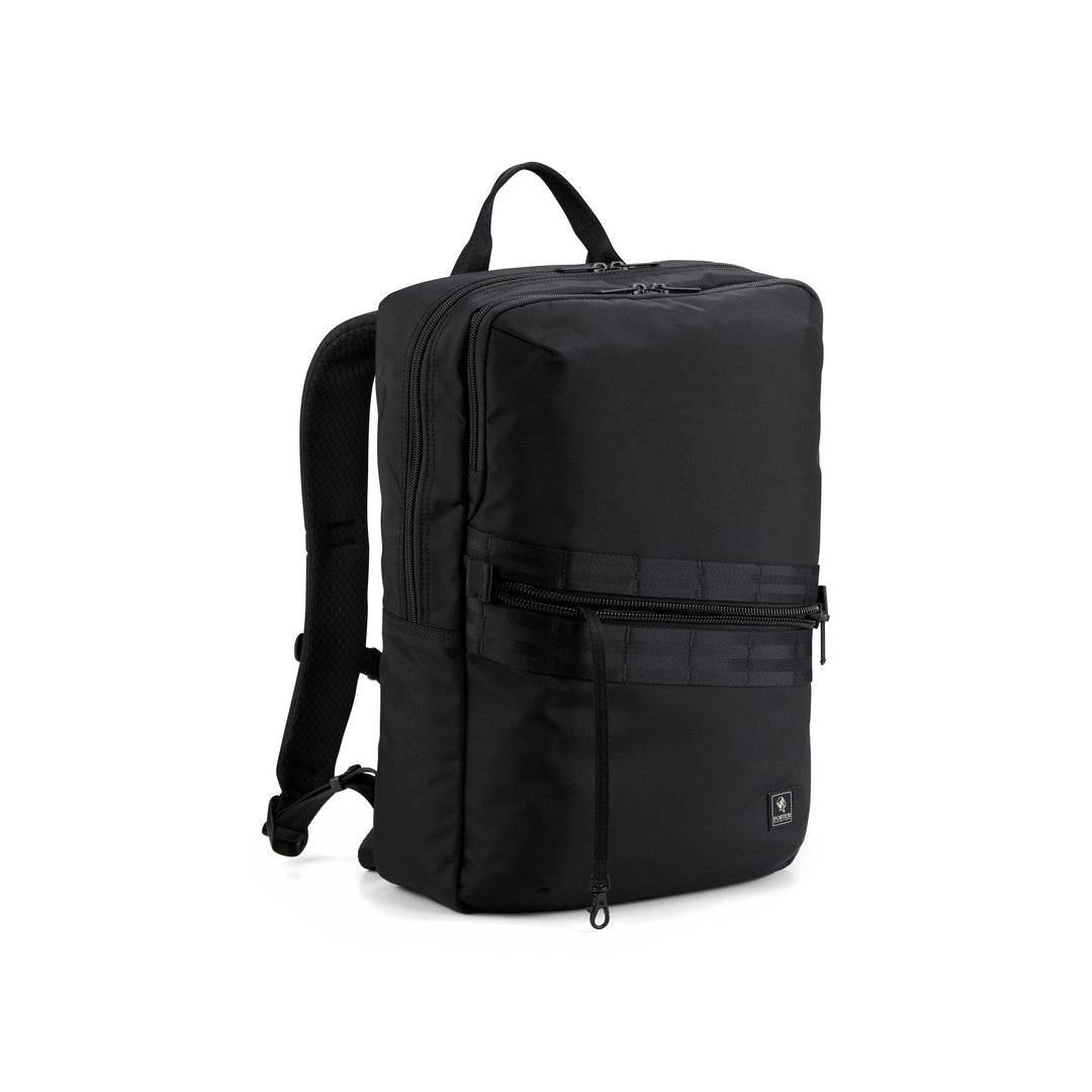 PORTER INTERNATIONAL Youngster Double-Compartment Backpack 'Black' - opposite side angled view