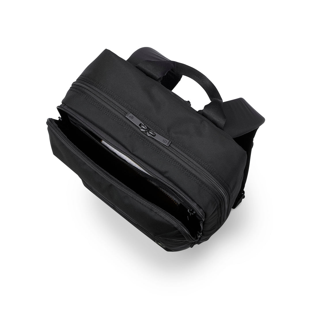 PORTER INTERNATIONAL Youngster Double-Compartment Backpack 'Black' - open front compartment